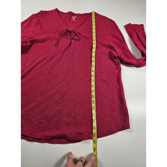 NWOT Ruff hewn size XL hot pink lace up collar popover Career Casual ^ - Picture 4 of 6